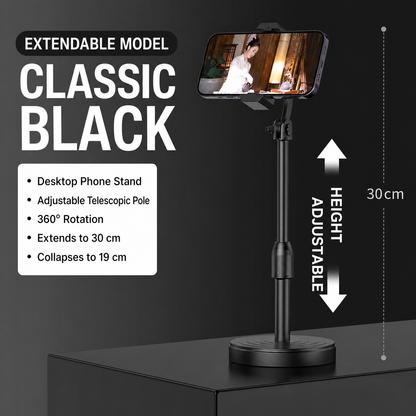 360 adjustable overhead phone stand in classic black