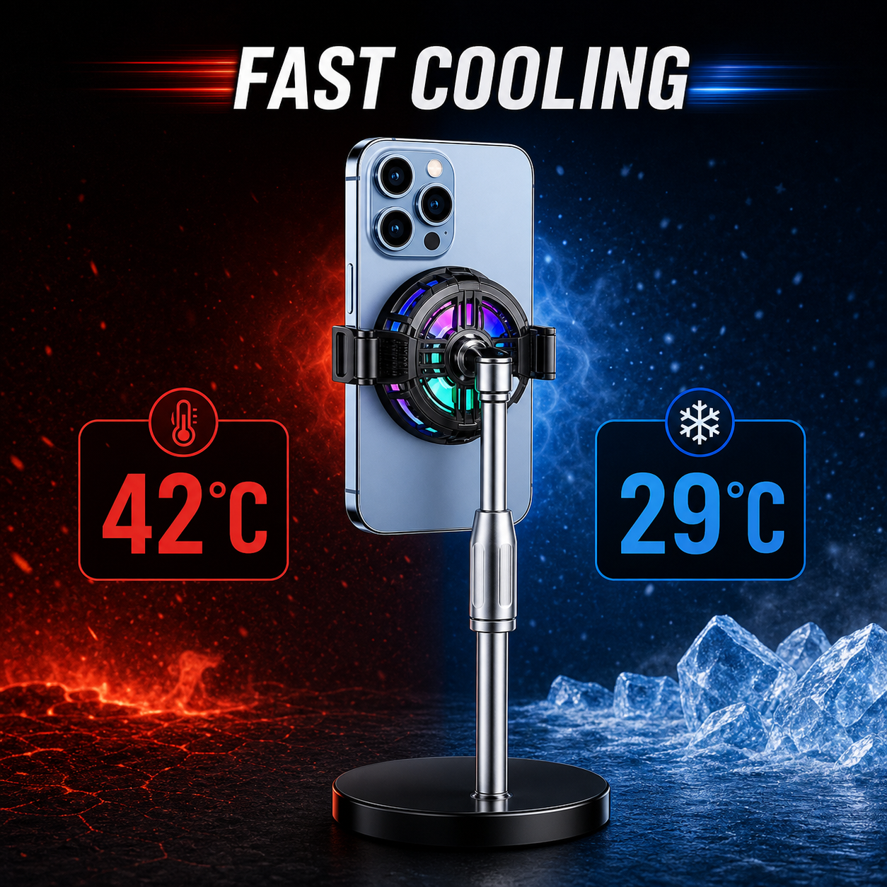 Magnetic Phone Cooler Stand for Gaming and Live Streaming