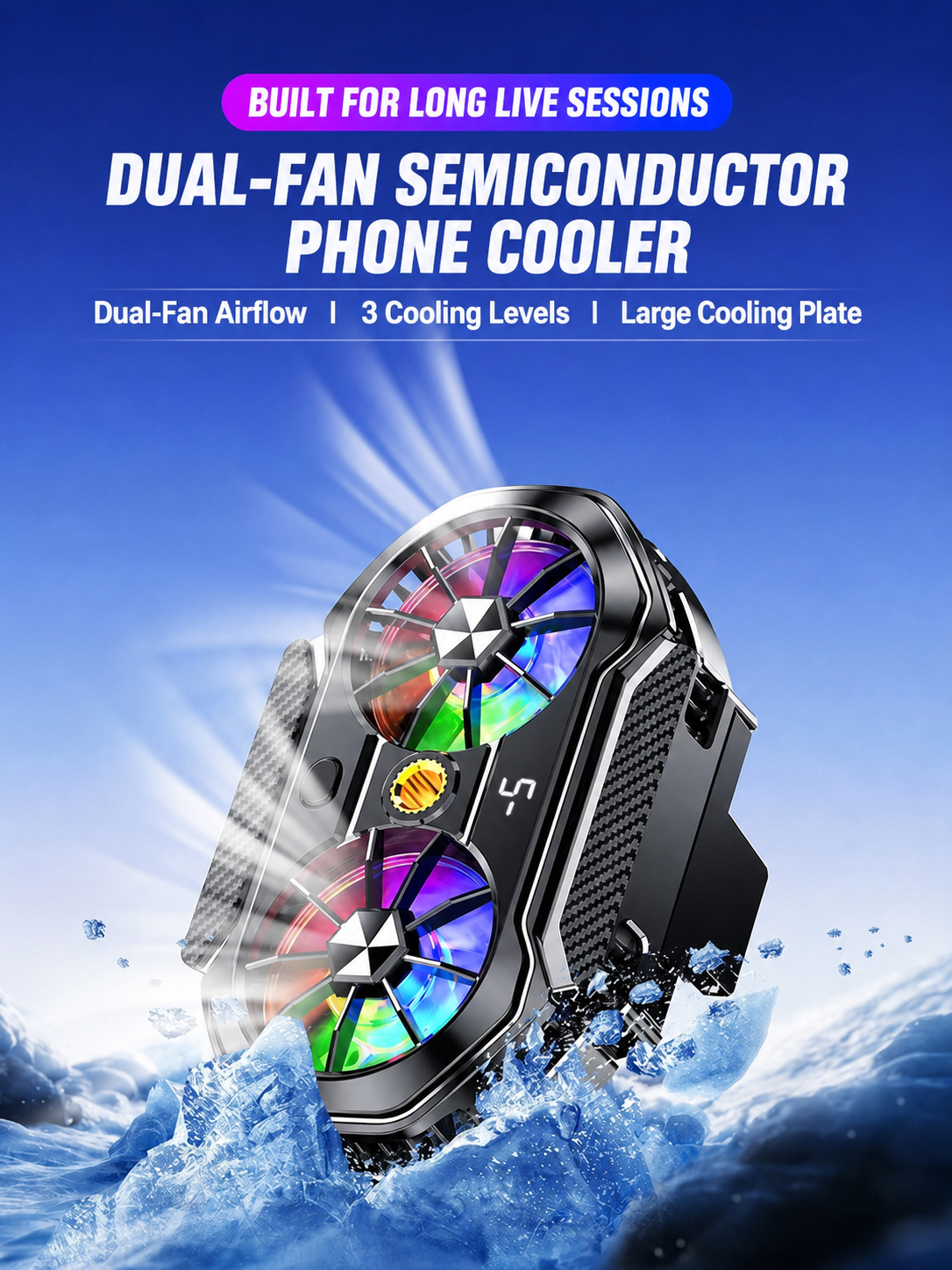 Dual-fan semiconductor phone cooler