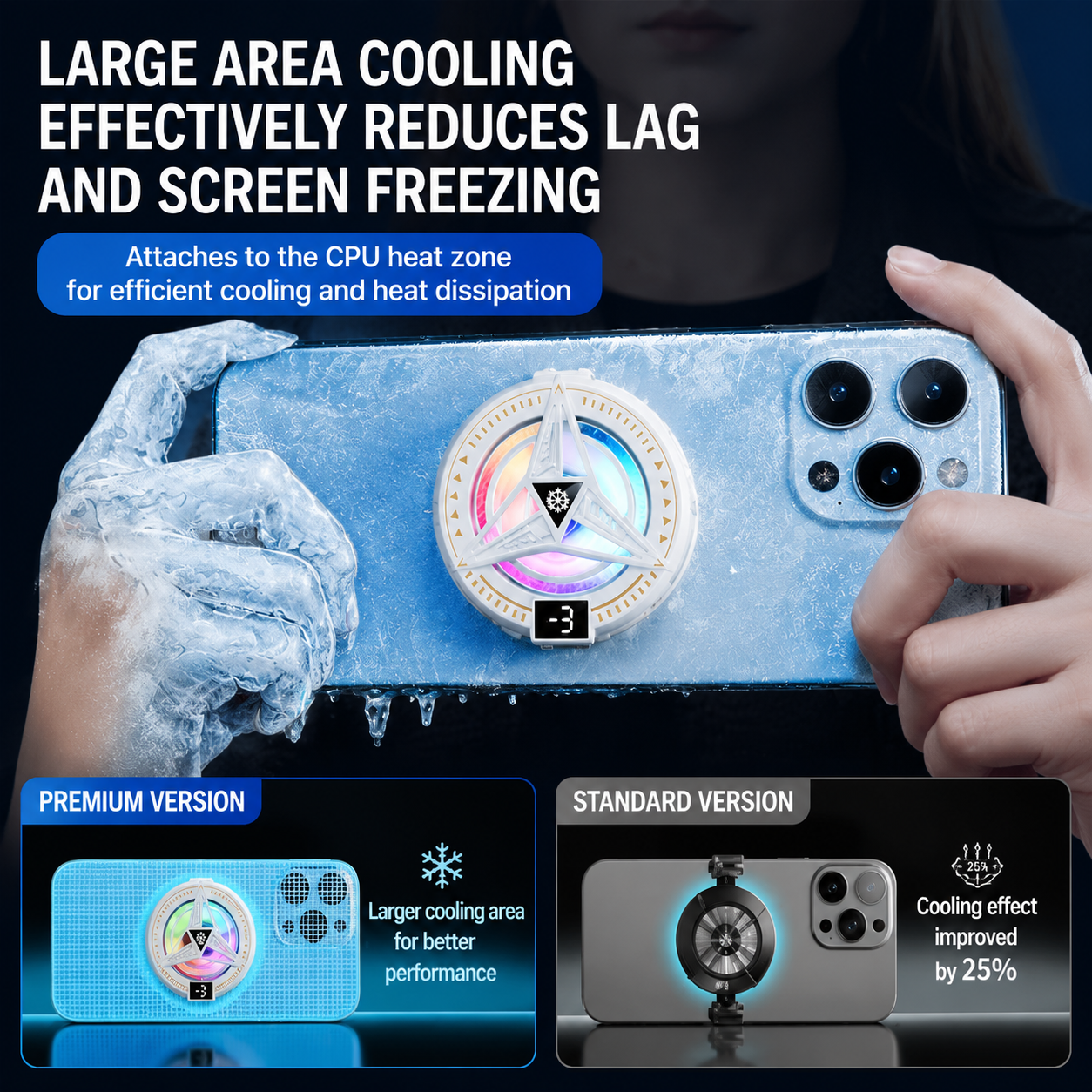 Phone cooler for gaming and livestreaming