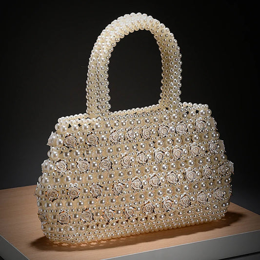 Elegant Pearl Evening Bag – Handcrafted Beaded Clutch
