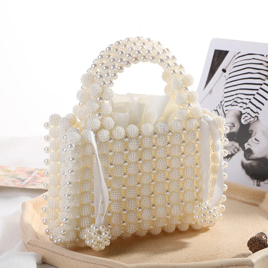 Elegant Pearl Chain Evening Bag – Luxury Beaded Clutch