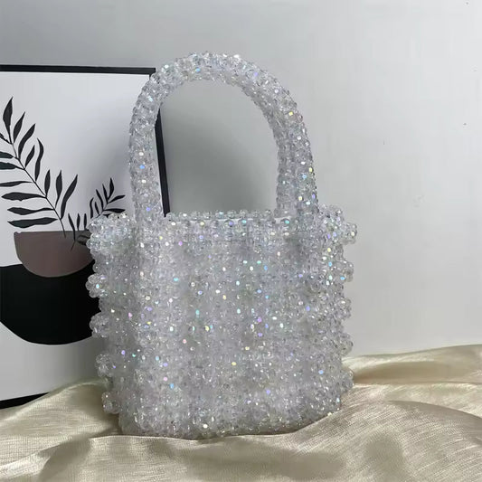Elegant Crystal Pearl Handbag – Luxury Beaded Evening Bag