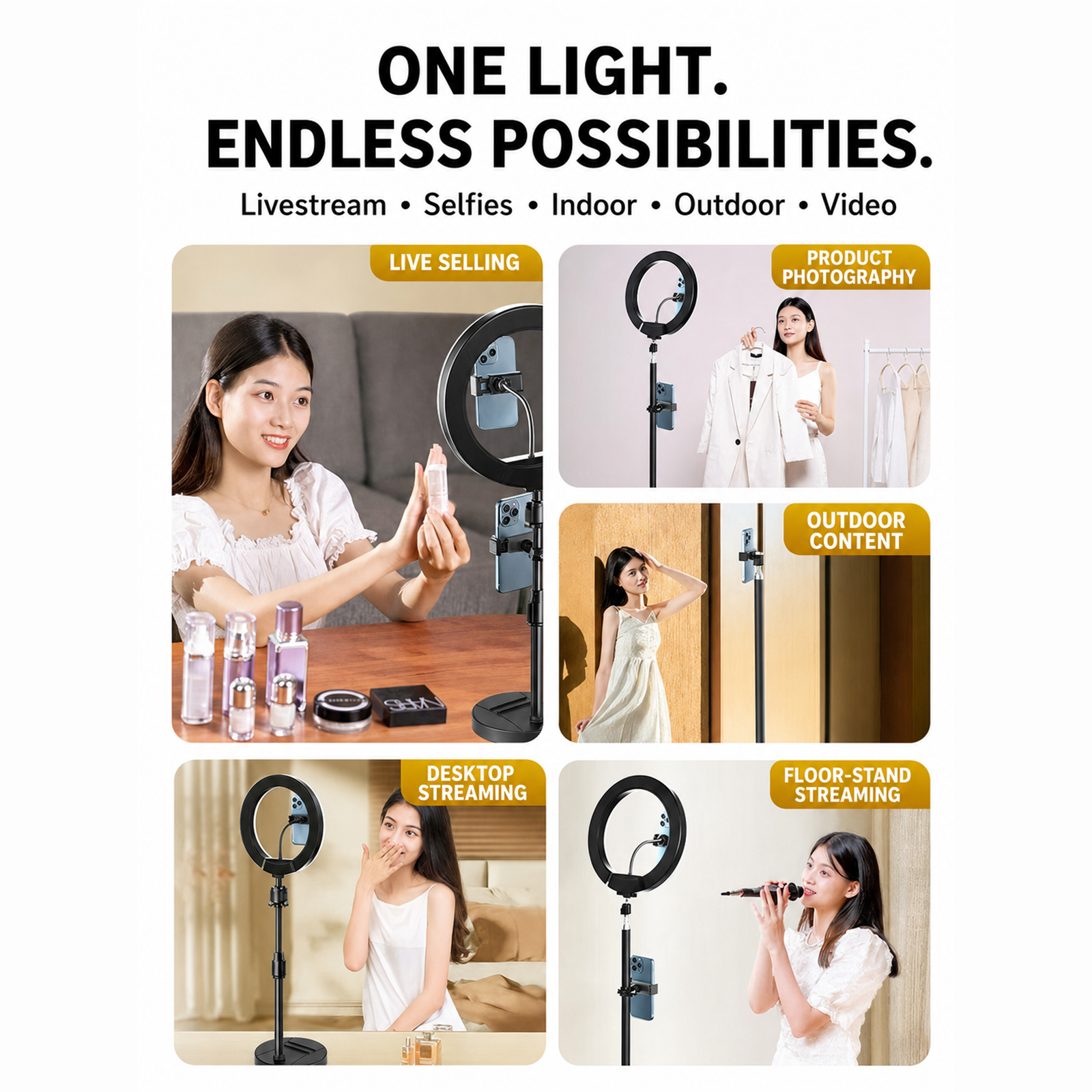 Ring light use cases for live selling and content creation