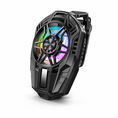 X25 TEC clip-on phone cooler with RGB fan on white background