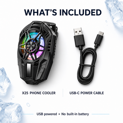 X25 USB powered phone cooler and USB-C cable included