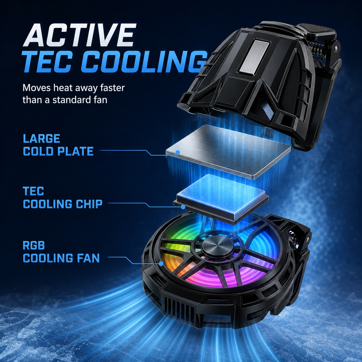 X25 semiconductor TEC phone cooler exploded cooling layers