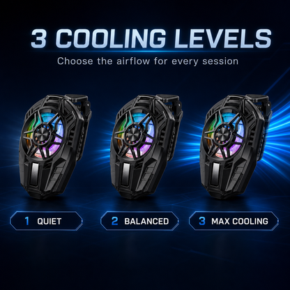 X25 gaming phone cooler with three adjustable cooling levels